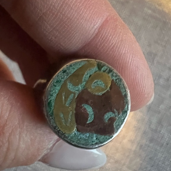 Vintage Sterling Silver Turquoise Inlay Ring made in Mexico
